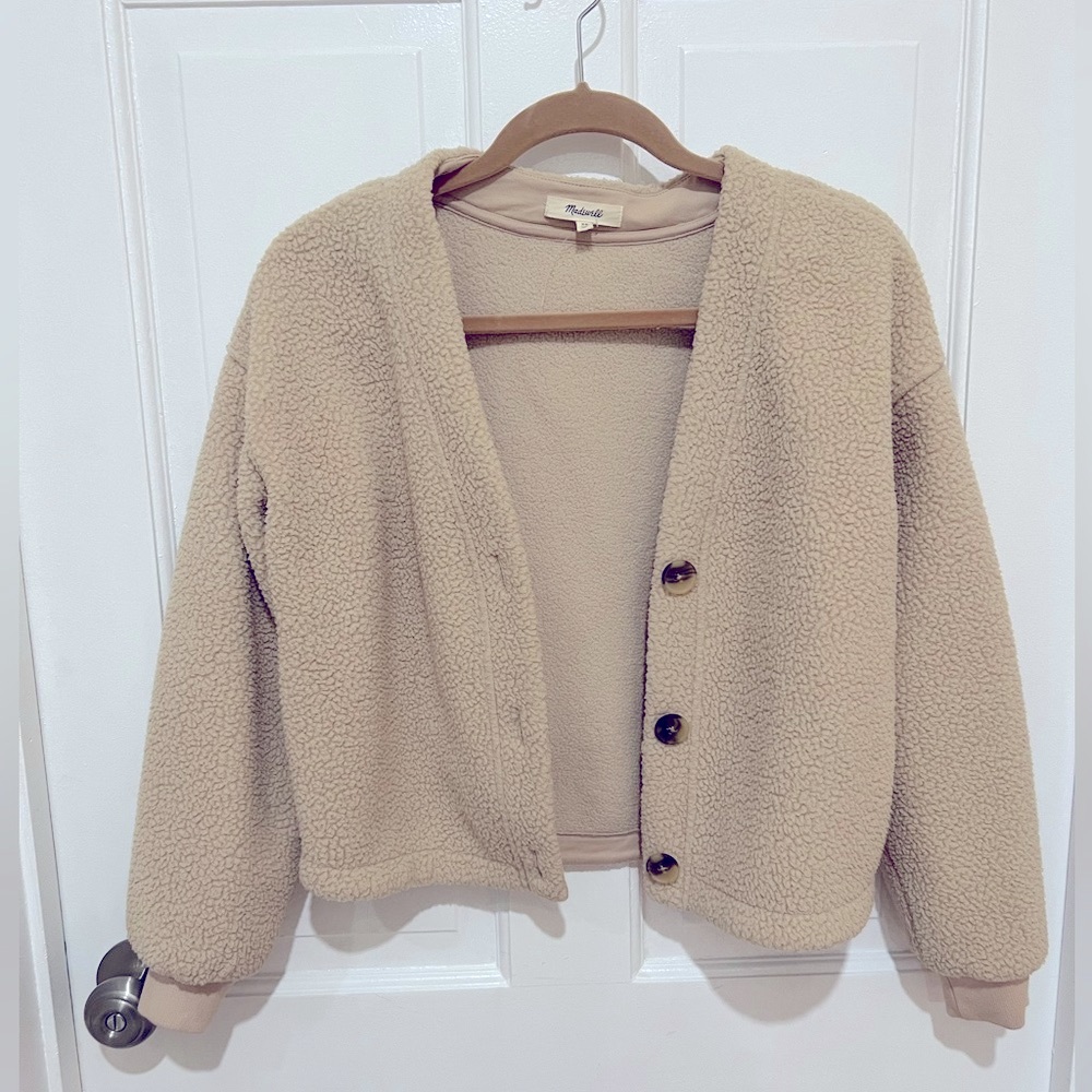 Madewell (Re)sourced Fleece Cropped Cardigan in Summer Dune